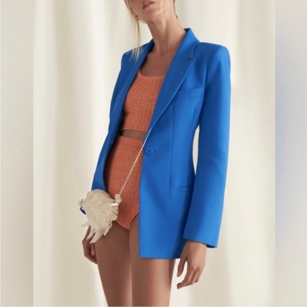 Zara Cobalt Blue Single Button Suit Blazer